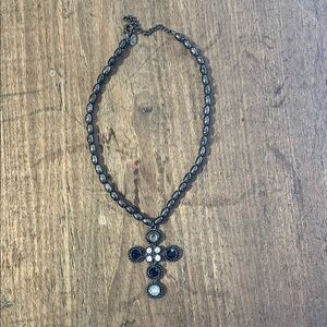 Elegant Black and Silver Cross Pendant Necklace